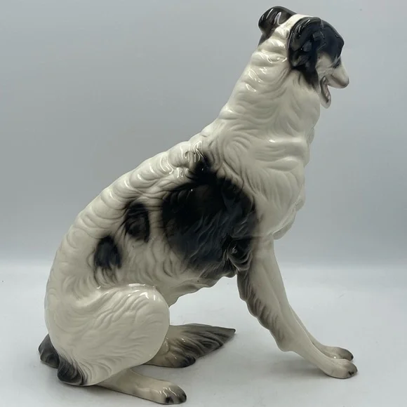 Cuernavaca Mexico Hand Painted Ceramic Borzoi Russian Wolfhound Dog Sculpture